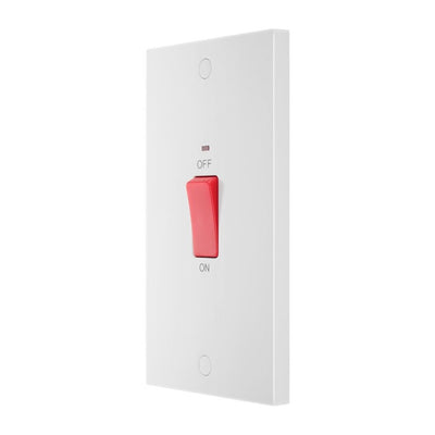 BG 972 Moulded Square Edge | White | 2 Gang 45A 2 Pole Neon Cooker Switch by British General (BG-972)