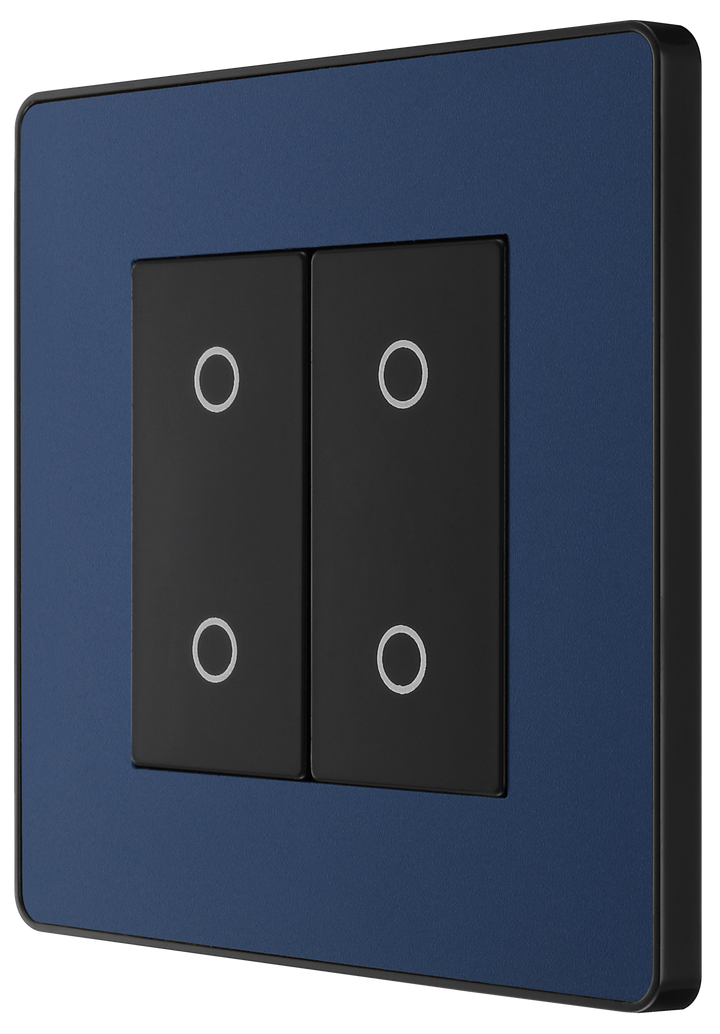 PCDDBTDM2B Side - This Evolve Matt Blue double master trailing edge touch dimmer allows you to control your light levels and set the mood.