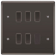 BG Black Nickel 5 Gang 2 Way Custom Grid Light Switch with Back Box Included
