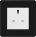 BG Flatplate Screwless Matt Black 13A Unswitched Socket FFB23W