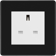 BG Flatplate Screwless Matt Black 13A Unswitched Socket FFB23W by British General (BG-FFB23W)