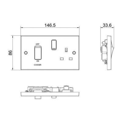 BG 971 Moulded Square Edge | White | 45A Switch 13A Switched Socket Cooker Control Unit by British General (BG-971)