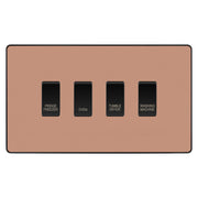 BG Evolve Polished Copper Custom Appliance Grid Switch 4 Gang Screwless by British General (BG-PC-4GANG-APPLIANCE)