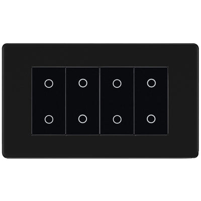 BG Nexus Screwless Matt Black Quad Secondary Touch Dimmer Switch Black Inserts FFBTDS4B by British General (BG-FFBTDS4B)