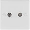 BG 863 Moulded Round Edge | White | 2 Gang Isolated Co-Axial TV Socket Outlet
