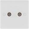 BG 863 Moulded Round Edge | White | 2 Gang Isolated Co-Axial TV Socket Outlet by British General (BG-863)