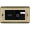 BG Nexus Antique Brass Media Wall Plate TV Aerial, HDMI & CAT6 Outlet - Black Insert