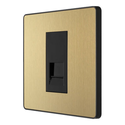 BG Evolve Satin Brass 1 Gang Master Telephone Socket PCDSBBTM1B with 25mm Steel Back Box