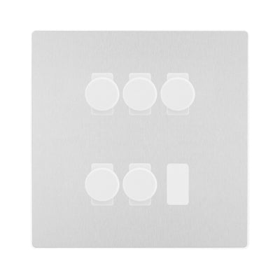 BG Evolve Brushed Steel 5 Gang Trailing Edge LED Dimmer Light Switch 2 Way Custom Switch by British General (Evolve-BS-CUSTOM-5GANG-5xDIMMER-2WAY)