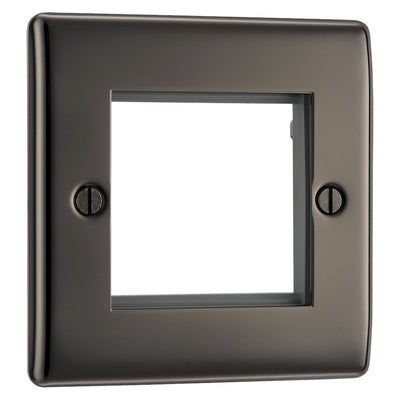 BG Black Nickel Single 2 Gang Brush Cable Entry Wall Plate Black