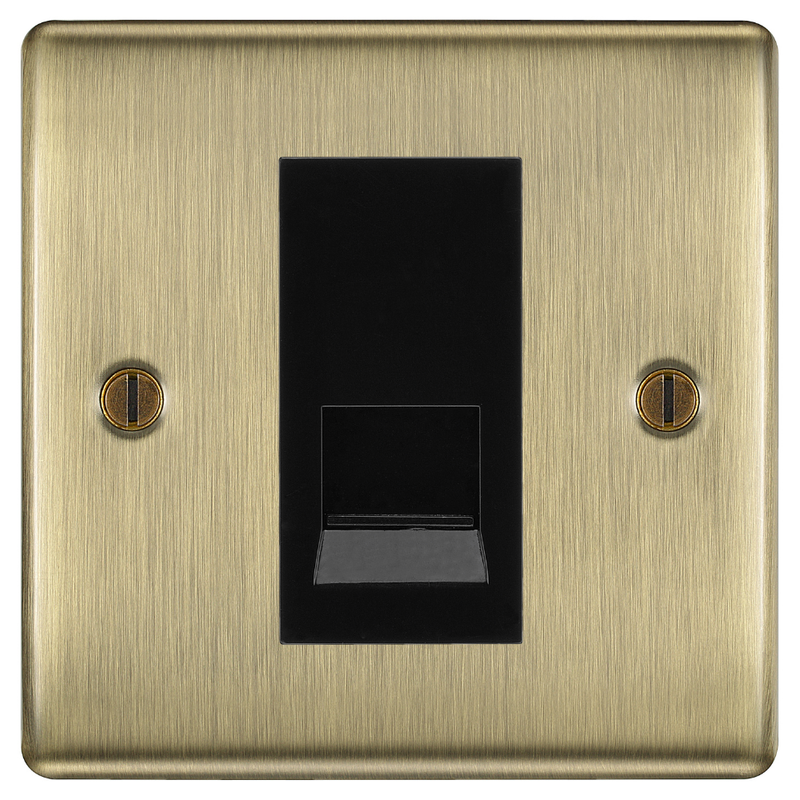 BG Nexus Antique Brass Single Master Telephone Socket – Black Insert