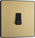 BG Evolve PCDSB14B Satin Brass 10AX 1 Way Press Switch-Black Insert