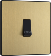 BG Evolve PCDSB14B Satin Brass 10AX 1 Way Press Switch-Black Insert by British General (BG-PCDSB14B-Shopify-SA_1)
