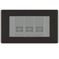 BG Screwless Black Nickel 3 Gang RJ11 Telephone Socket Euro Module - Grey Insert