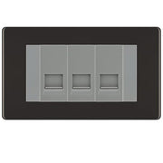 BG Screwless Black Nickel 3 Gang RJ11 Telephone Socket Euro Module - Grey Insert by British General (BG-FBNRJ113G)
