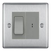 BG Nexus Brushed Steel 20A Secret Key Switch with 20A Double Pole Switch - Grey Insert