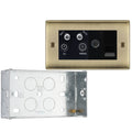 BG Nexus Antique Brass Quadplex TV FM SAT (x2) NAB69 with 35mm Steel Back Box