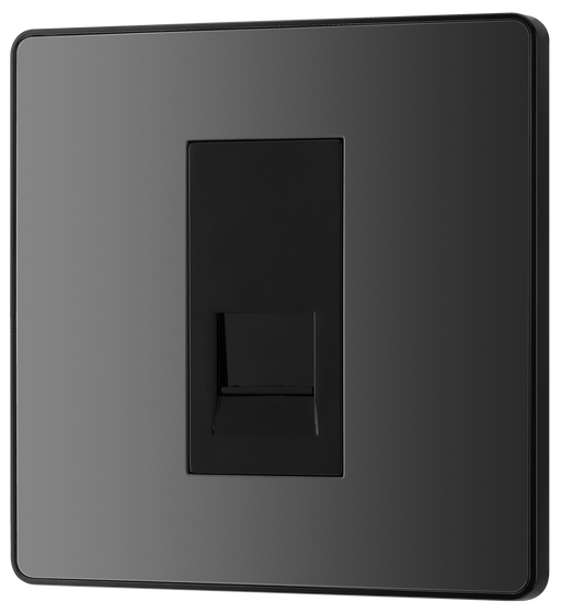 PCDBCBTS1B Front - This Evolve Black Chrome Secondary telephone socket from British General uses a screw terminal connection, and should be used for an additional telephone point which feeds from the master telephone socket.