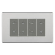 BG Nexus Screwless Brushed Steel Quad Secondary Touch Dimmer Switch Grey Inserts FBSTDS4G by British General (BG-FBSTDS4G)
