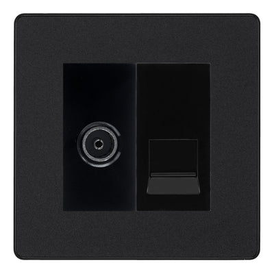 BG Evolve Matt black TV Aerial & Secondary Telephone Socket - Black Insert