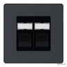 BG Evolve Matt Grey 2 Gang RJ45 Data Socket PCDMGRJ452B Black Inserts