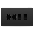 BG Evolve Black Chrome 4 Gang Switch 2x Trailing Edge LED Dimmer 2x Intermediate Custom Grid Switch
