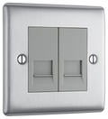 BG NBSRJ112 Nexus Metal Brushed Steel 2 Gang RJ11 Data Outlet