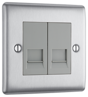 BG NBSRJ112 Nexus Metal Brushed Steel 2 Gang RJ11 Data Outlet by British General (BG-NBSRJ112-Shopify-SA_1)