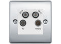 BG Nexus Polished Chrome TV/FM/2x SAT Quadplex Socket – White Insert