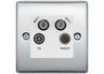 BG Nexus Polished Chrome TV/FM/2x SAT Quadplex Socket – White Insert by British General (BG-NPCTVFMSAT2W)