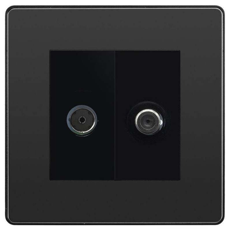BG Evolve Black Chrome TV & Satellite Socket PCDBCTVSATB