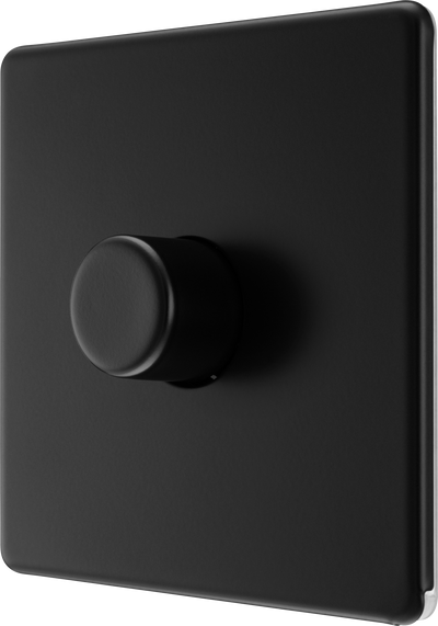 BG Flatplate Screwless Matt Black Trailing Edge Single Dimmer Switch LED FFB81 by British General (BG-FFB81-1)