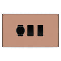BG Evolve Polished Copper 3 Gang Switch 1x Trailing Edge LED Dimmer 2x Intermediate Custom Grid Switch