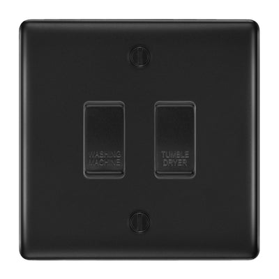 BG Matt Black 2 Gang Custom Grid Switch Panel Labelled Kitchen Appliance
