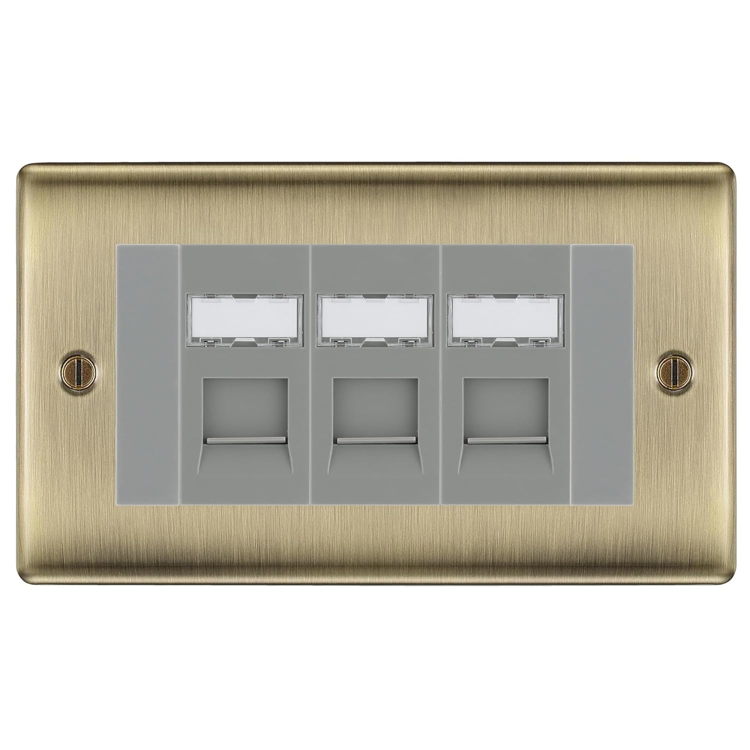 BG Nexus Antique Brass 3 Gang RJ45 Cat6 Data Socket Outle...