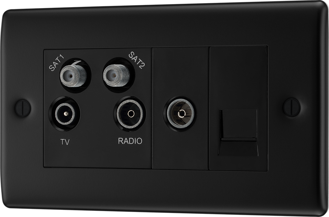 BG NFB69 Nexus Metal Quadplex TV FM SAT (x2) - Black Insert - Matt Black