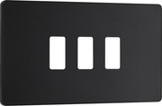 BG RPCDMB3B Evolve Grid Matt Black 3 Module Rectangular Front Plate - Black Trim by British General (BG-RPCDMB3B-Shopify-SA_1)