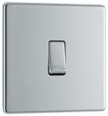 BG Electrical FPC13 Nexus Screwless Flat-Plate Single Intermediate Light Switch Polished Chrome 10A