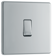 BG Electrical FPC13 Nexus Screwless Flat-Plate Single Intermediate Light Switch Polished Chrome 10A by British General (BG-FPC13-Shopify-SA_1)