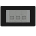 BG Screwless Matt Black 3 Gang RJ11 Telephone Socket Euro Module - Grey Insert