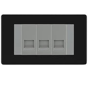 BG Screwless Matt Black 3 Gang RJ11 Telephone Socket Euro Module - Grey Insert by British General (BG-FFBRJ113G)