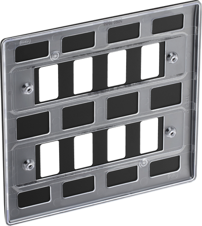 BG RNFB8 Nexus Metal Matt Black 8 Module Grid Front Plate by British General (BG-RNFB8)
