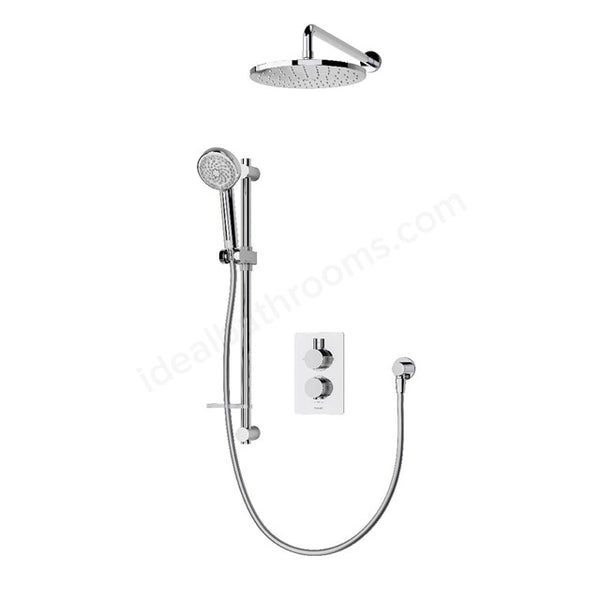 Aqualisa Dream concealed thermostatic mixer dual outlet with adj kit & wall fixed head - Round - DRMDCV2.ADFW.RND