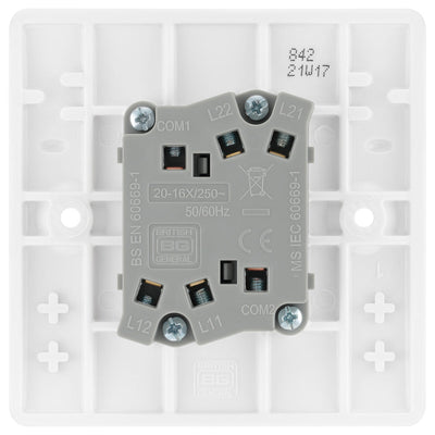 BG 842 Moulded Round Edge | White | 2 Gang 10AX 2 Way Plate Switch by British General (BG-842)