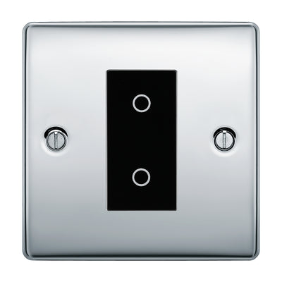 BG Nexus Polished Chrome Single Secondary Touch Dimmer Switch Black Insert by British General (BG-EMTDSB+NPCEMS1)