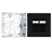 BG Nexus Matt Black RJ45 Double Data Outlet Socket NFBRJ452 with 25mm Steel Back Box by British General (BG-NFBRJ452+HGS02)