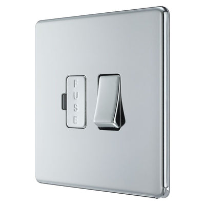 BG Screwless Polished Chrome 13A Switched Spur FPC50 with 25mm Steel Back Box