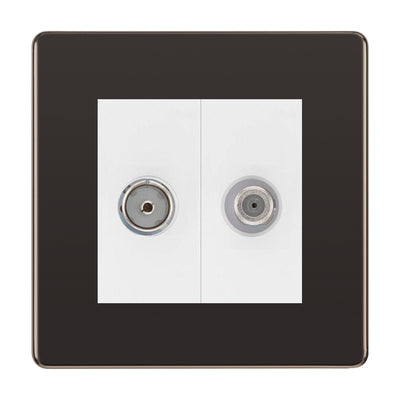 BG Flatplate Screwless Black Nickel TV & Satellite Socket FBN65W by BG Nexus (BG-FBN65W)