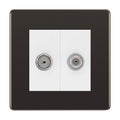 BG Flatplate Screwless Black Nickel TV & Satellite Socket FBN65W