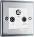 NPC67W Front - This screened Triplex socket from British General has an outlet for TV FM and satellite, with each outlet clearly labelled for ease of identification.